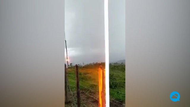 A man is almost struck by lightning in Minduri, Brazil