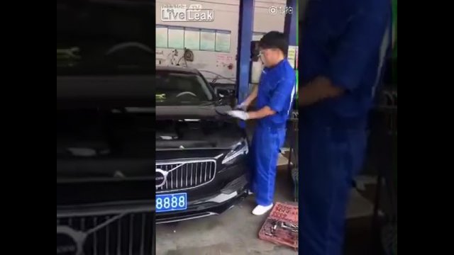 The mechanic cried as he repaired