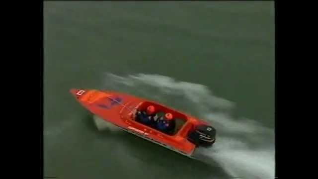 Boat jumps and dives into the water in over 60 knots!