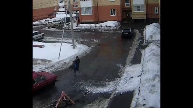 Mom saves baby from falling ice