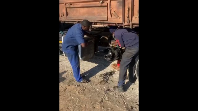 Elephants taking advantage of a broken down orange truck in South Africa [VIDEO]