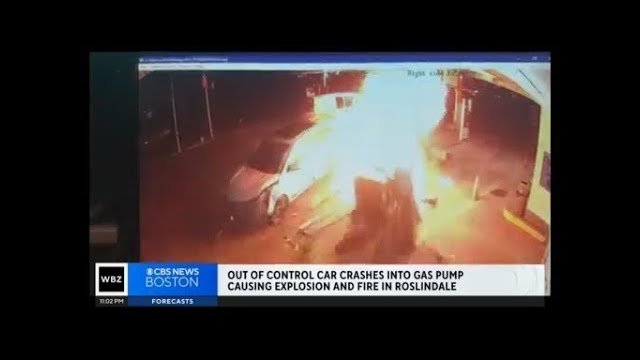 SUV crashes into Roslindale gas station, sparking explosion [VIDEO]