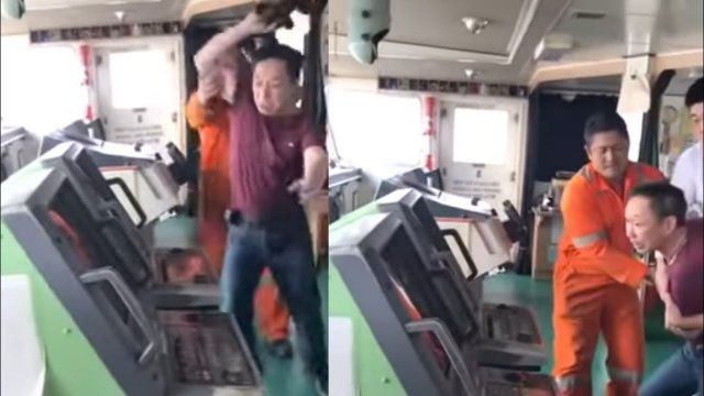 Ship's captain goes crazy and violent! [VIDEO]