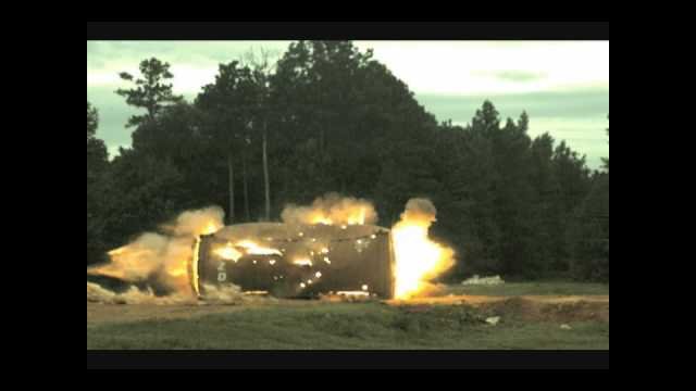 What happens when you shoot at a container from a tank?