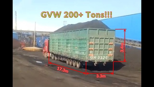 140 tons is min. weight of trucks in this video