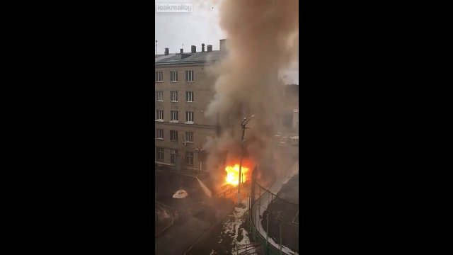 Fire and explosion in a Russian housing estate