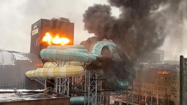 Terrifying moment new water ride explodes in ball of flames as theme park evacuated [VIDEO]