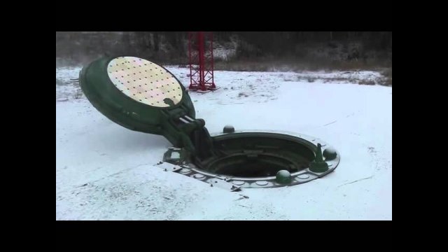 Russian ICBM silo hatch opening and launch.