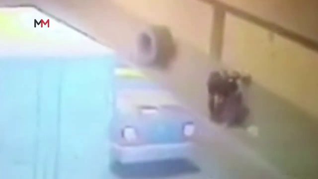 Scooter rider hit twice by rogue tyre falling off truck