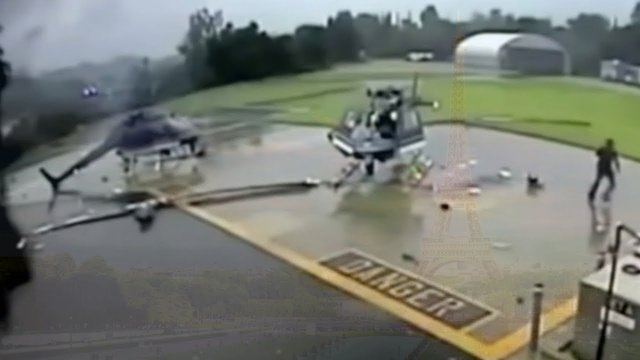 Two helicopters crash disaster in landing pad