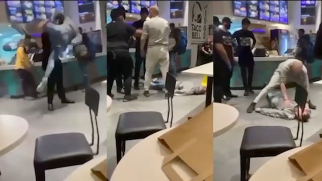 Taco Bell worker power slams 'aggressive' customer to floor after he swings for him