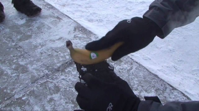 Using banana to hammer a nail at - 52 degrees