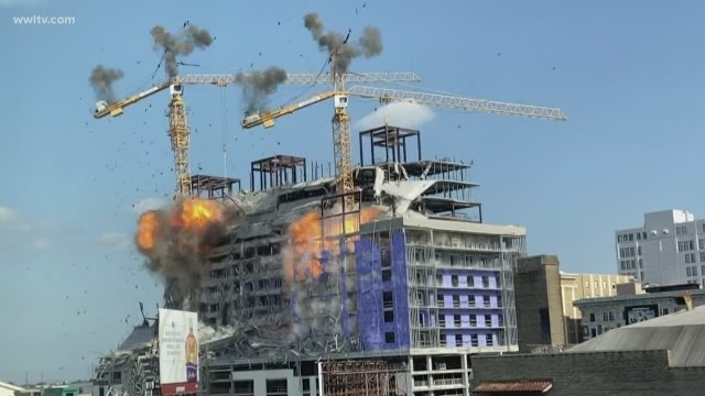 Crane implosion at Hard Rock Hotel collapse in New Orleans