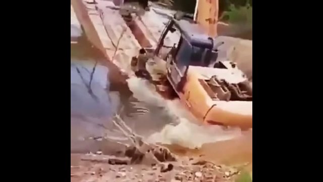 Excavator Falls Into Water During Construction Mishap