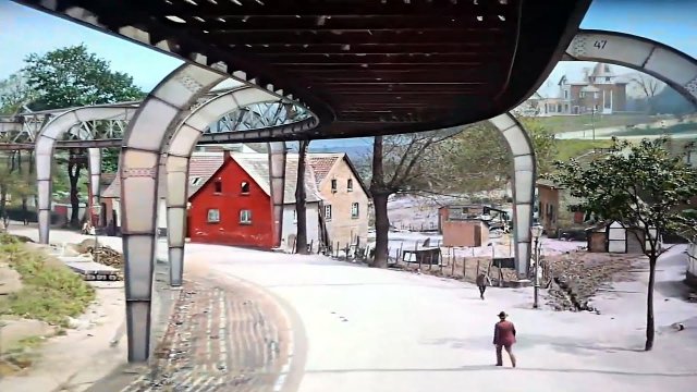 1902 - The flying train in Germany in color [VIDEO]