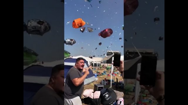 Mini Tornado sweeps through a German music festival, taking tents along with it
