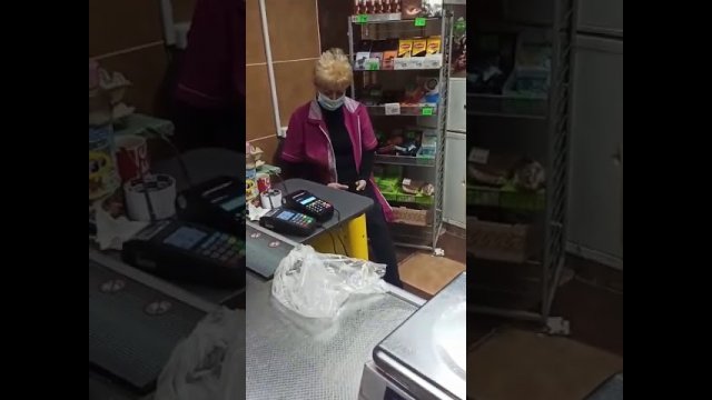 Drunk cashier in the store