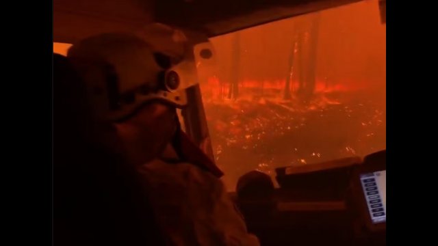 Australian firefighters capture moment their truck is overrun by a bushfire [VIDEO]