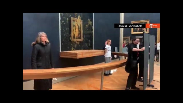 Climate radicals attack Mona Lisa painting in the Louvre Museum, Paris [VIDEO]