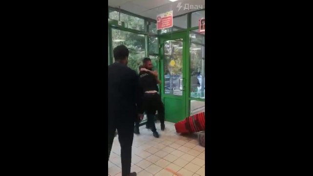 Russian security guard vs. aggressive man