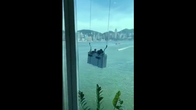 Window cleaning on a windy day