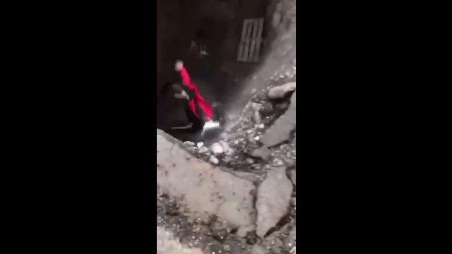 Guy falls into the hole