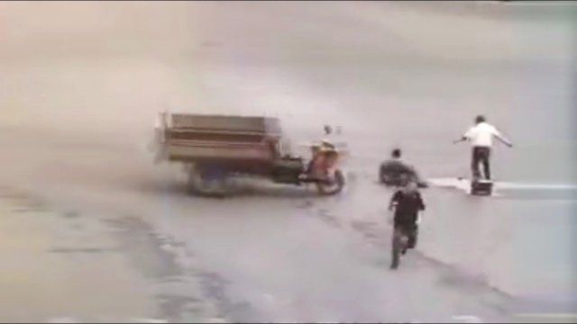 Three wheeler does donuts and runs over rider after crash