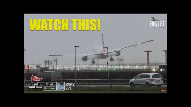 American 777 insane landing at London Heathrow! [VIDEO]