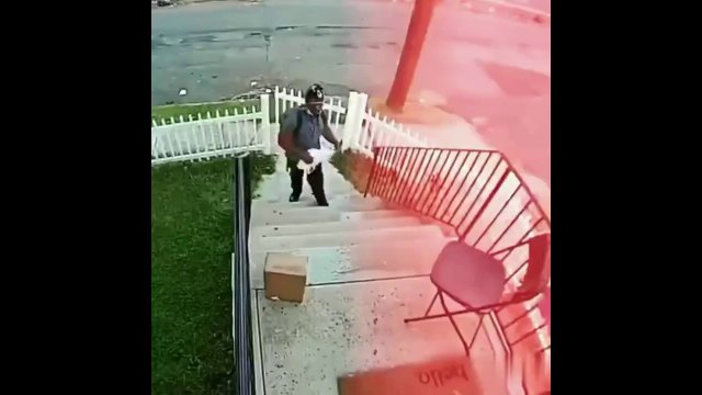 Dude catches a guy stealing his package and doesn't let him off easy