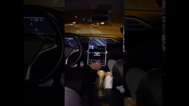 Video shows Tesla driving on Autopilot as passengers drink and sing