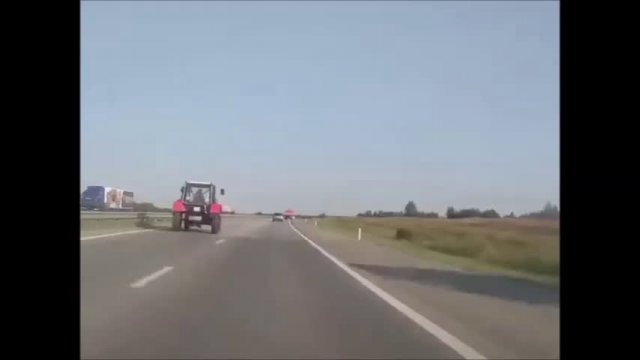 Cool tractor on the highway