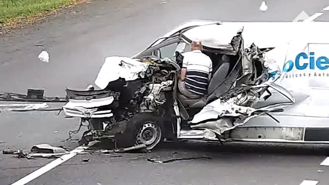 Man miraculously walks away from massive car crash in Ukraine