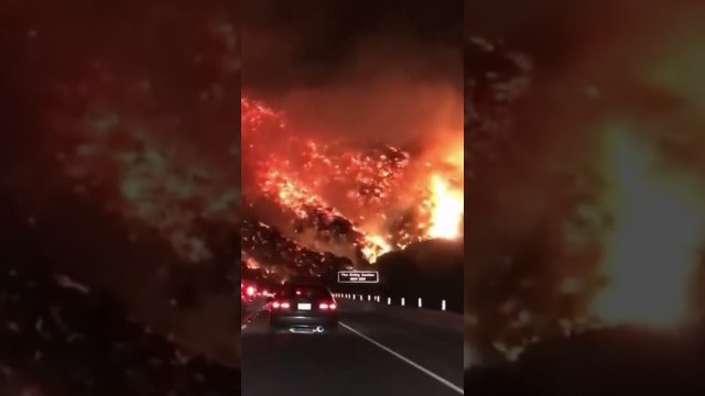 Driver captures apocalyptic scenes during drive through California wildfire [VIDEO]