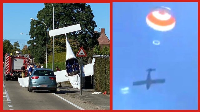 Pilot deploys parachute to slow the descent of his light aircraft as it crashes [VIDEO]