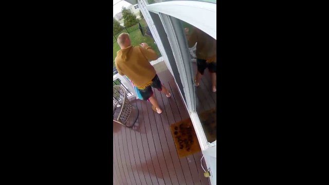 Man slips twice on wet floor and falls down stairs