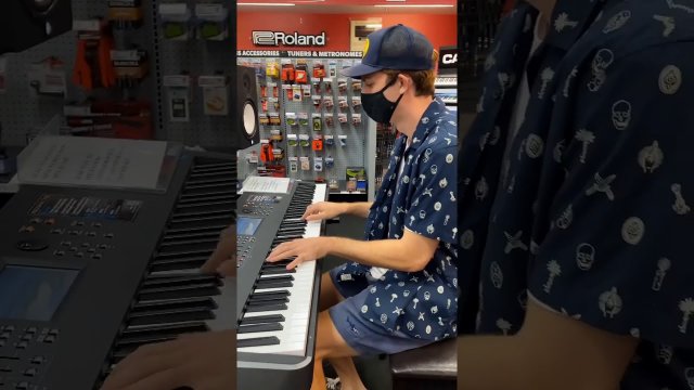 Playing some sick tunes in a store