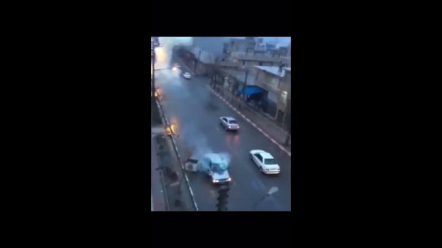 Lightning strikes moving car