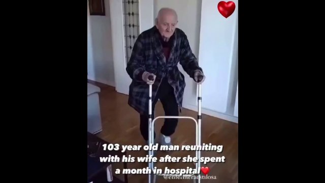 103 year old man reuniting with his wife after she spent a month in the hospital [VIDEO]