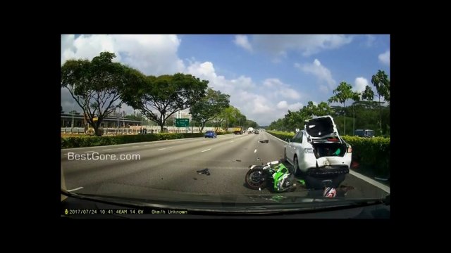 Spectacular motorbike accident caught on camera in Singapore