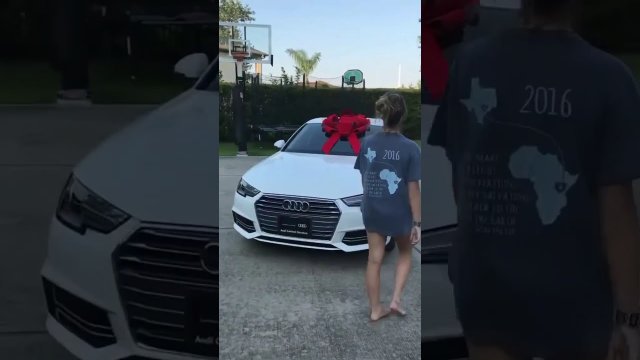 She got a new Audi as a gift. She lost consciousness