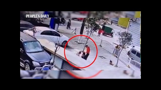 Girl throws firecrackers into the manhole, and gets thrown in the air by the explosion waves