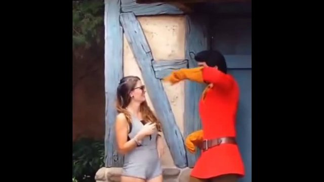 Woman inappropriately touching Gaston at Disneyland gets told off
