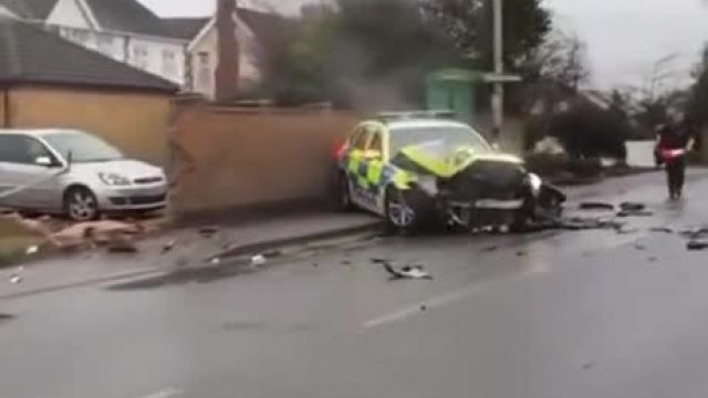 Police car crash. Can't park there sir!