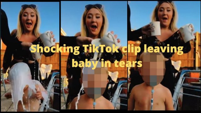 Sickening moment ‘mum’ pours milk over toddler in shocking TikTok clip leaving in tears
