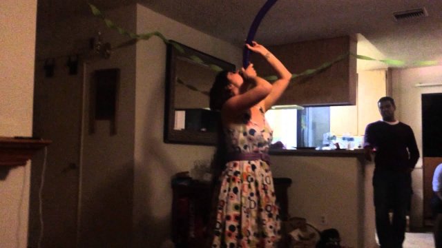 Friends balloon party trick