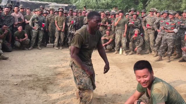 Dance duel between American and Korean Marines