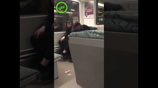 A couple after taking drugs on a train