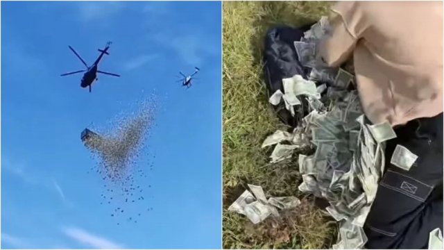 This guy dropped 1 milion dollars from a helicopter! [VIDEO]