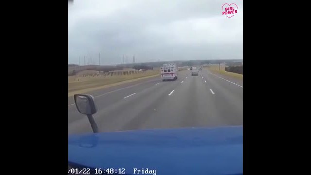 Ambulance Falls Off Trailer and Careens Across Highway