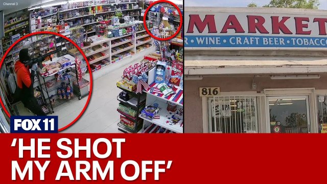 'He shot my arm off': Store owner shoots would-be robber [VIDEO]